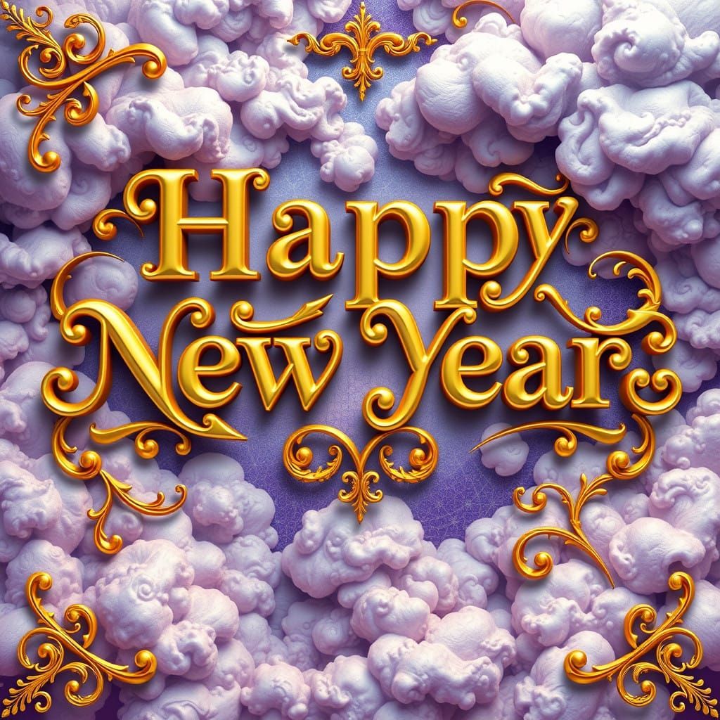 Golden New Year Greeting in Baroque Style
