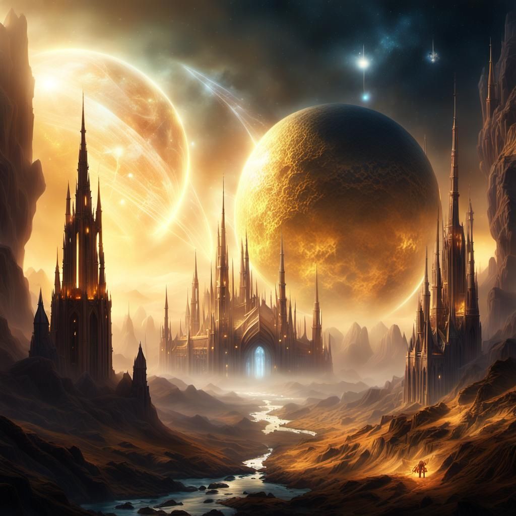 Glowing Fantastical Planet with Astral Pathways