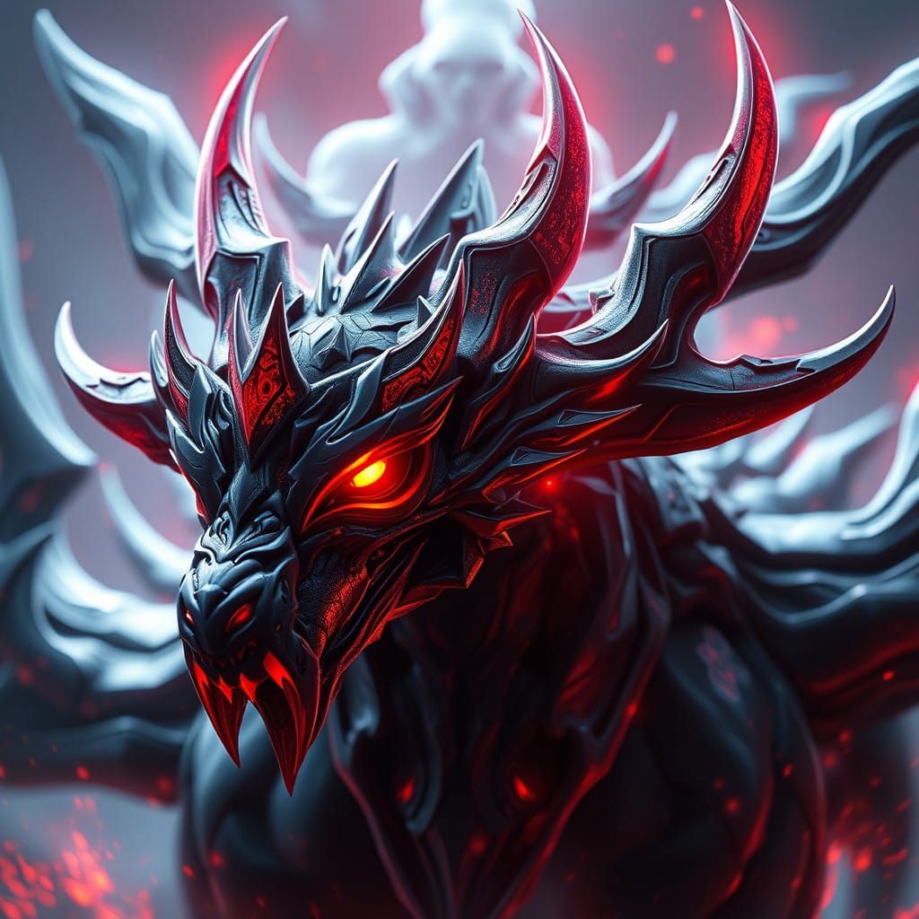 The legendary black beast of Aaargh. By artist "anime", 3d anime art, inspired by WLOP, Artstation, #genshinimpact pixiv...