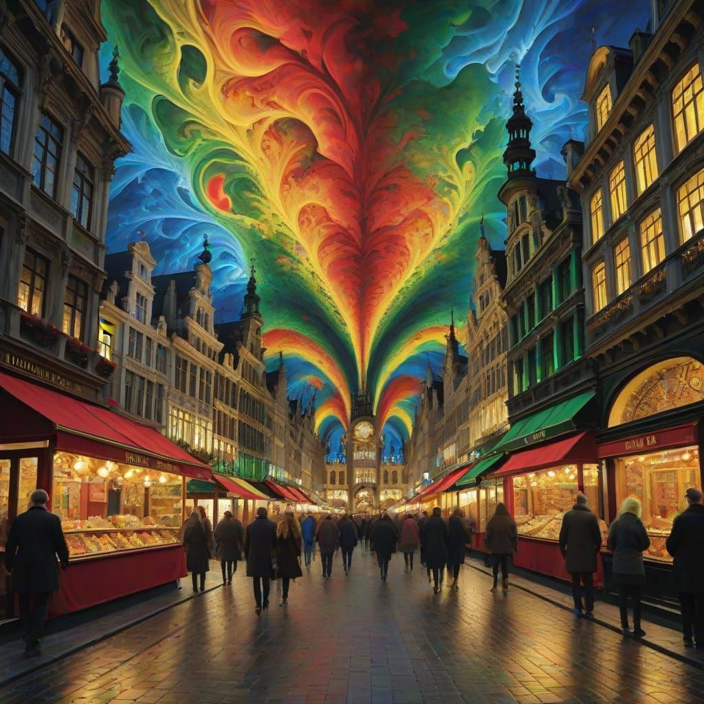 Surreal Hyperrealistic Gran Place in Brussels