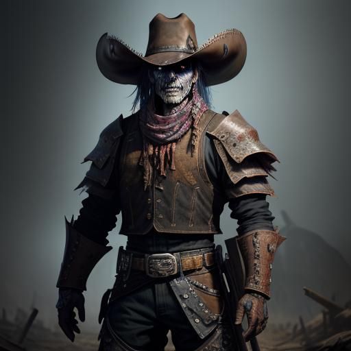 Undead Cattle Rancher Guard in Detailed Matte Painting