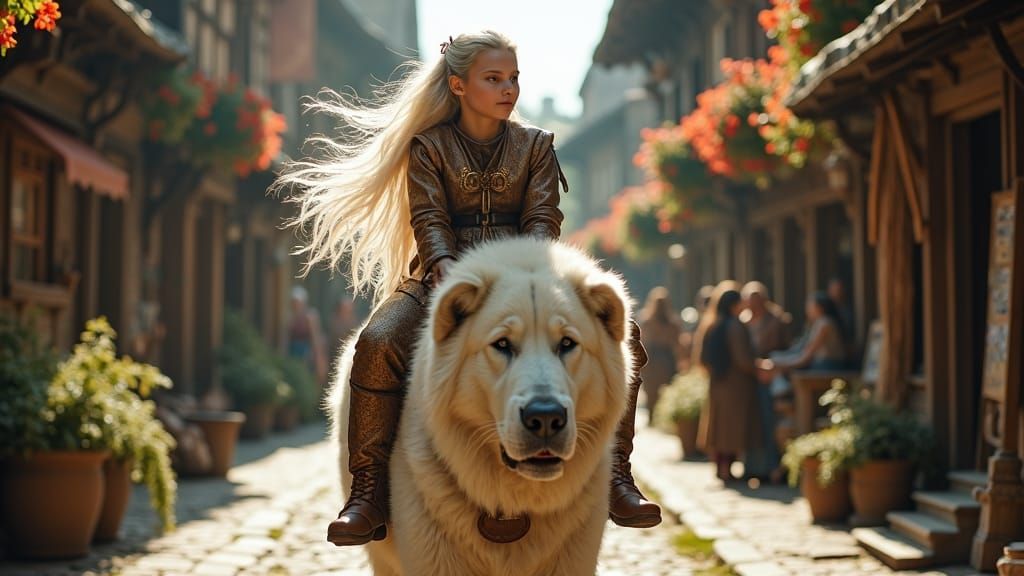 Finea, halfling theif on her mount Falkorr