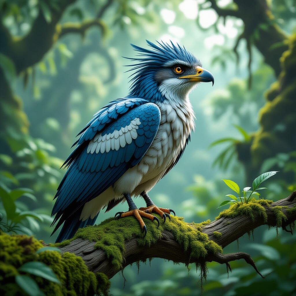 Photorealistic Archaeopteryx in Prehistoric Forest