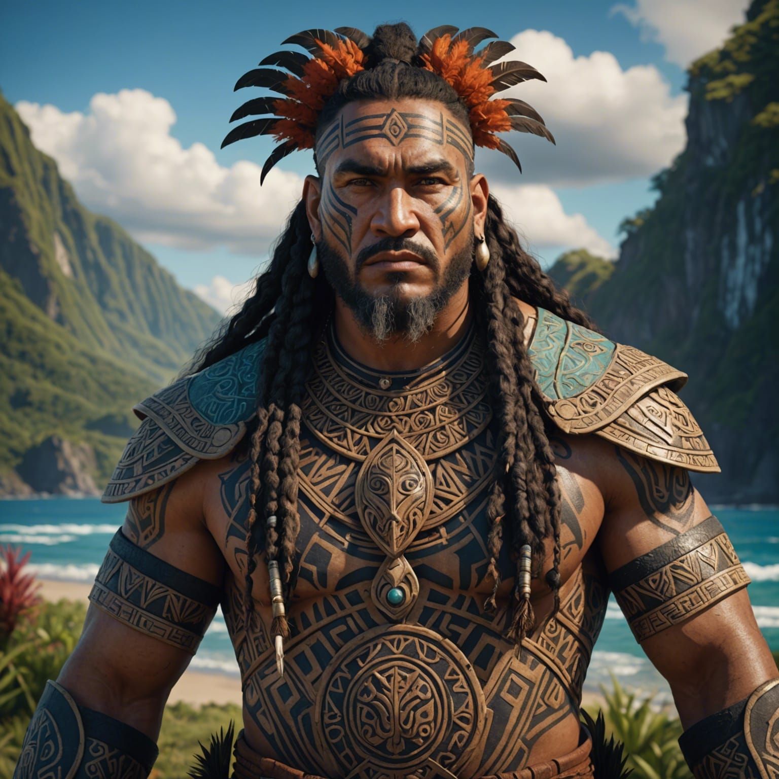 Maori Man Embodiment of Summer: Fantasy Concept Art