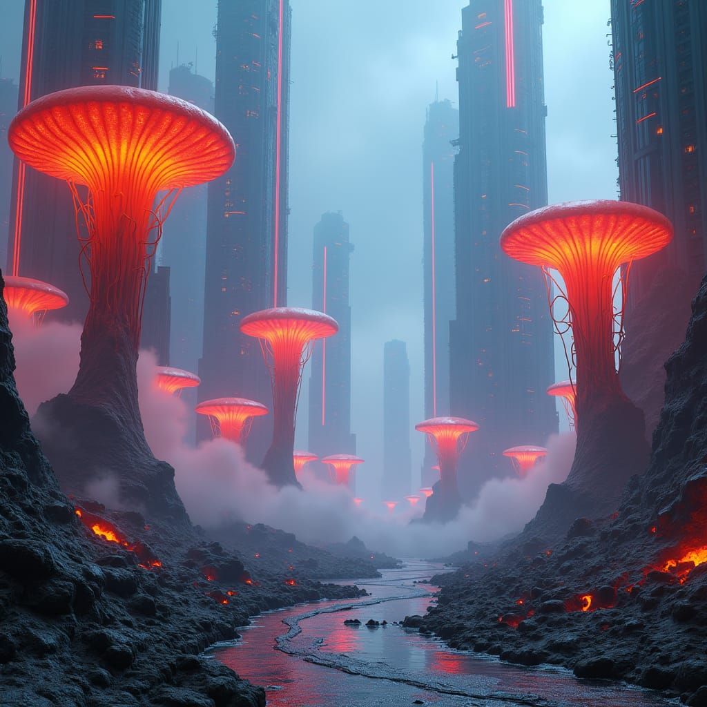 Futuristic Parallel Universe Landscape in Cyberpunk Style