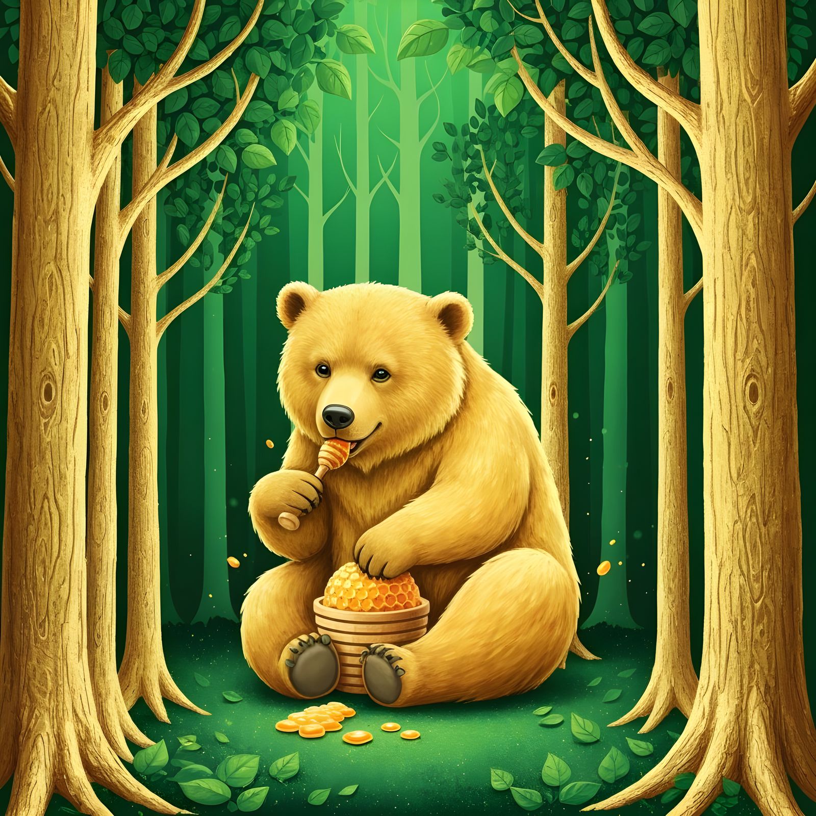 Honey Bear in the Forest 💚💛