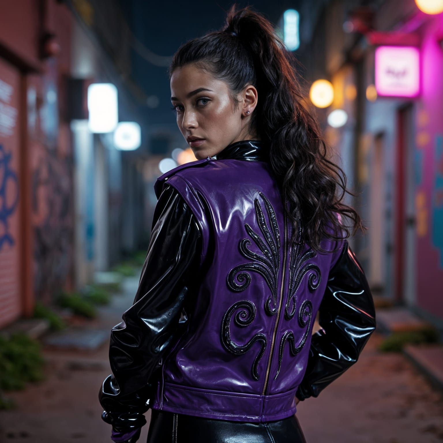 Ursula-Inspired 80s Vinyl Jacket in Ad Campaign