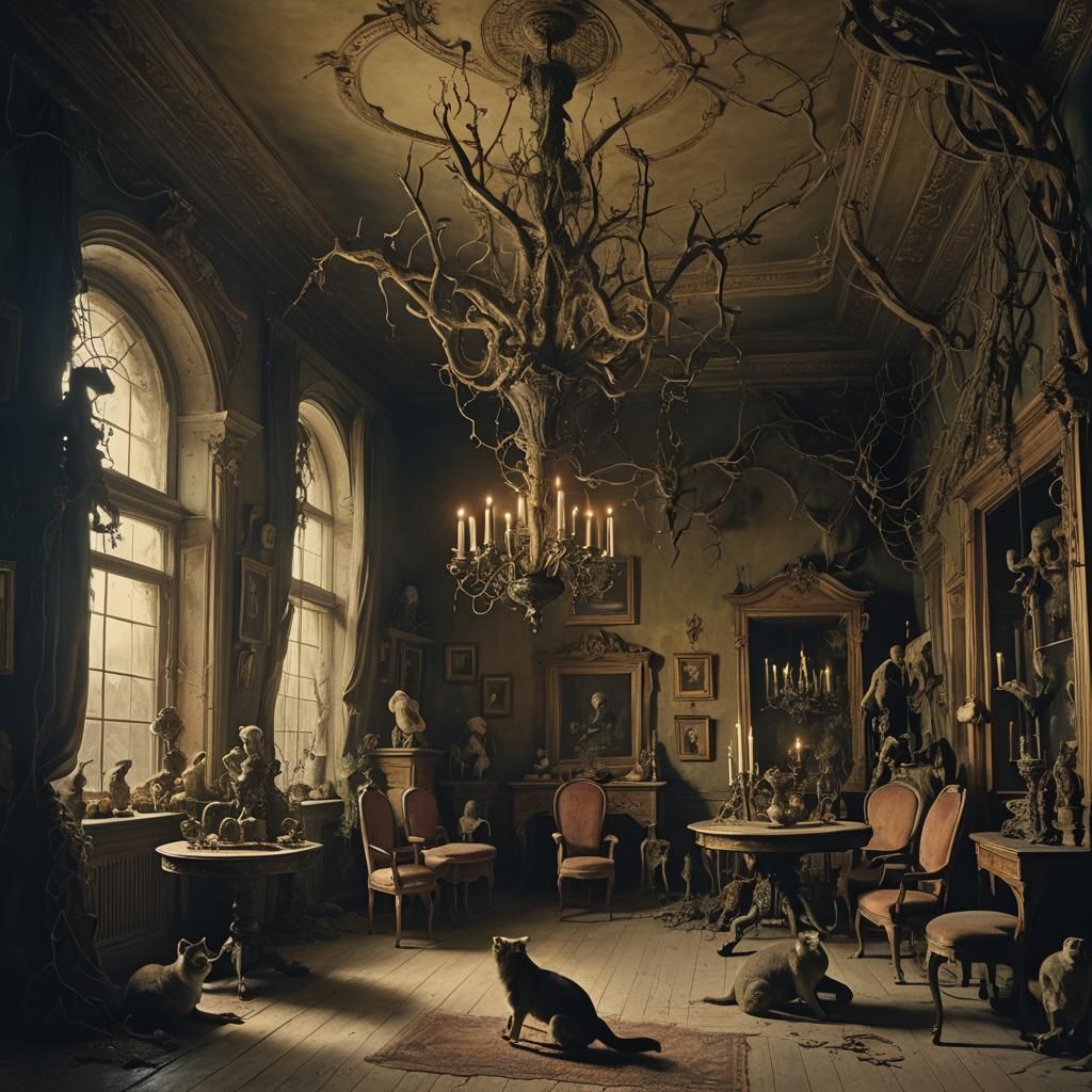 Surreal Victorian Interior Still Life in Dream Realism