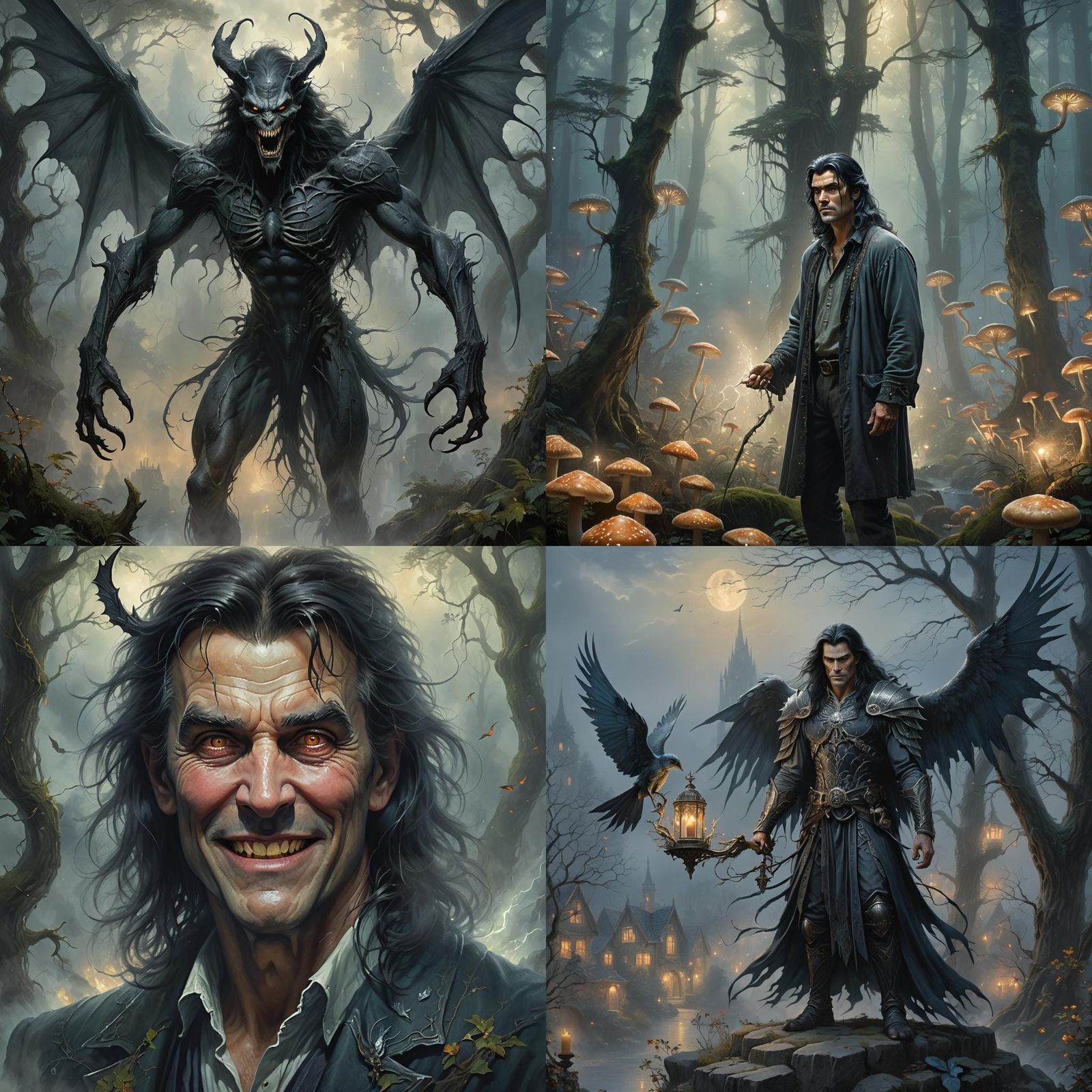 Creepy Cryptid with Dark Wings and Sharp Claws