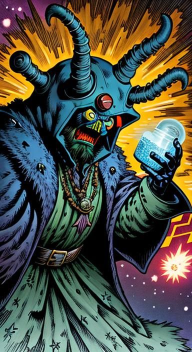 Cyberpunk Tardigrade Witch Doctor in Frozen Wasteland