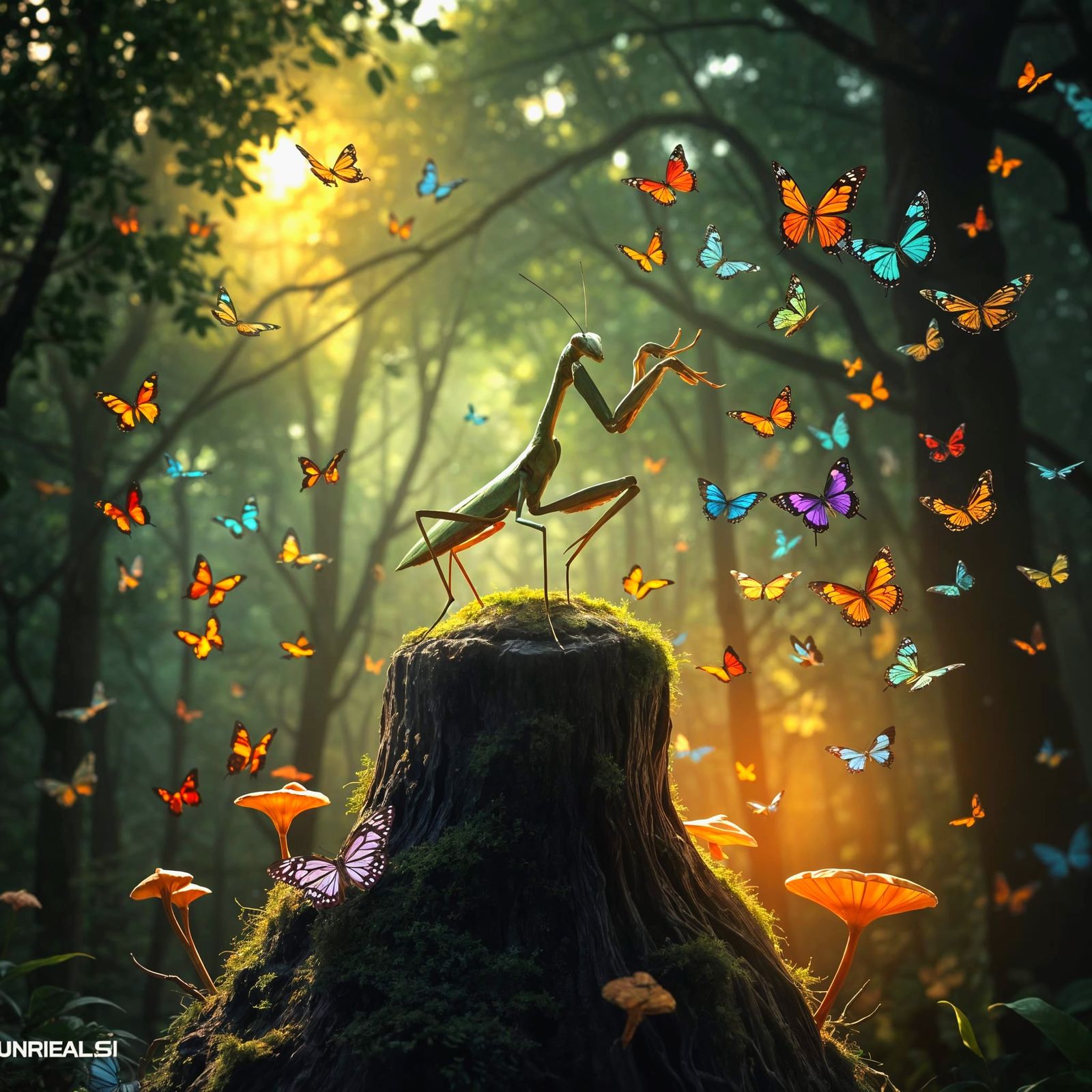 Orchestral Butterflies Dance in Whimsical Forest Symphony