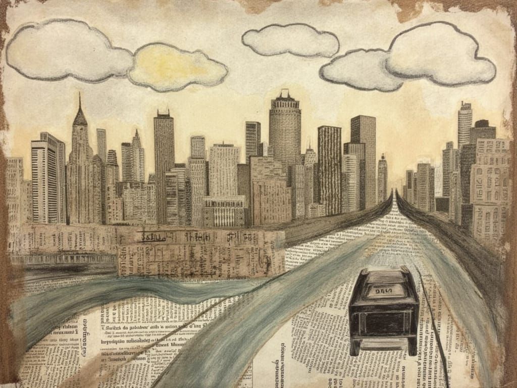 Recycled Materials Cityscape Collage