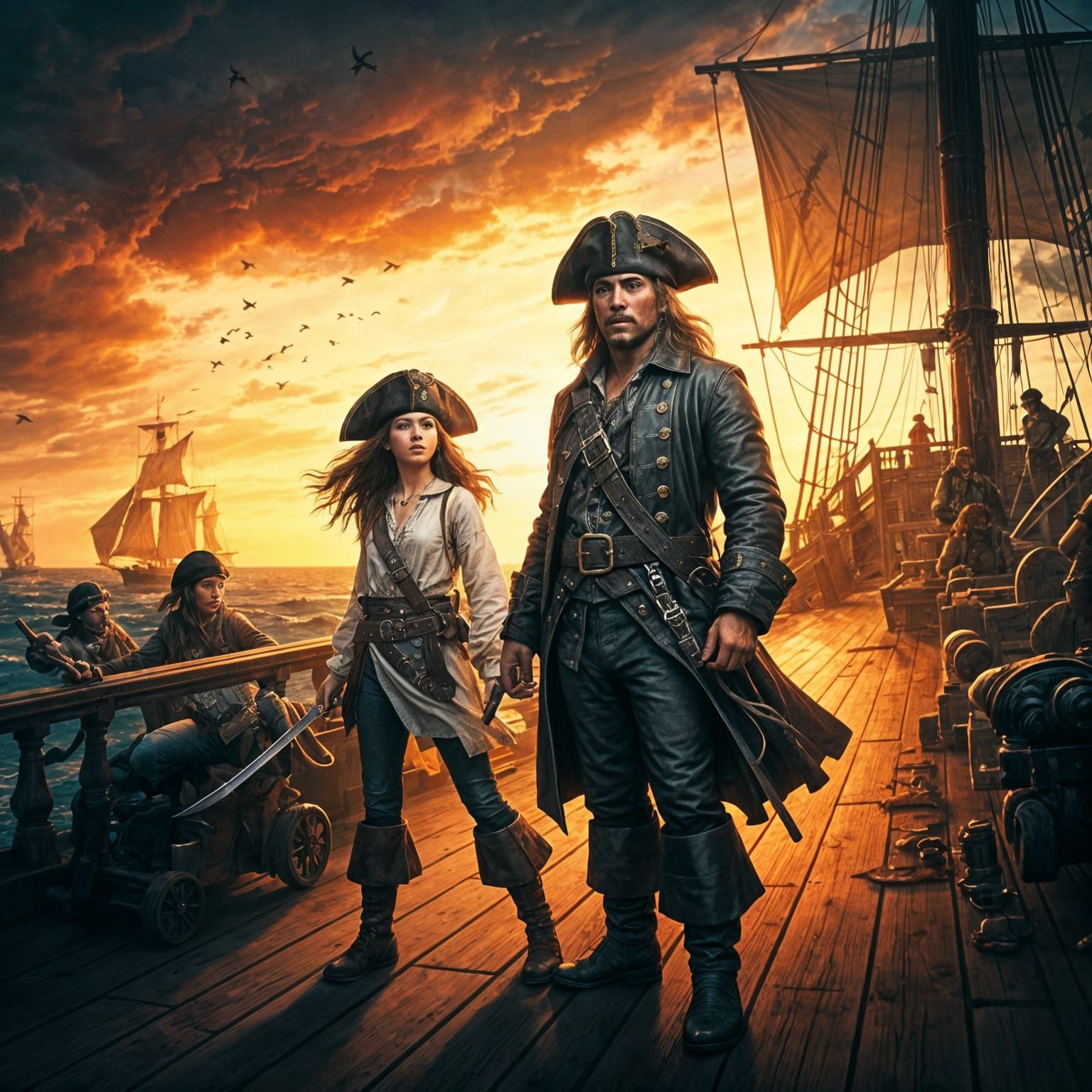 Swashbuckling Pirate Family Battles Foes on Majestic Digital...