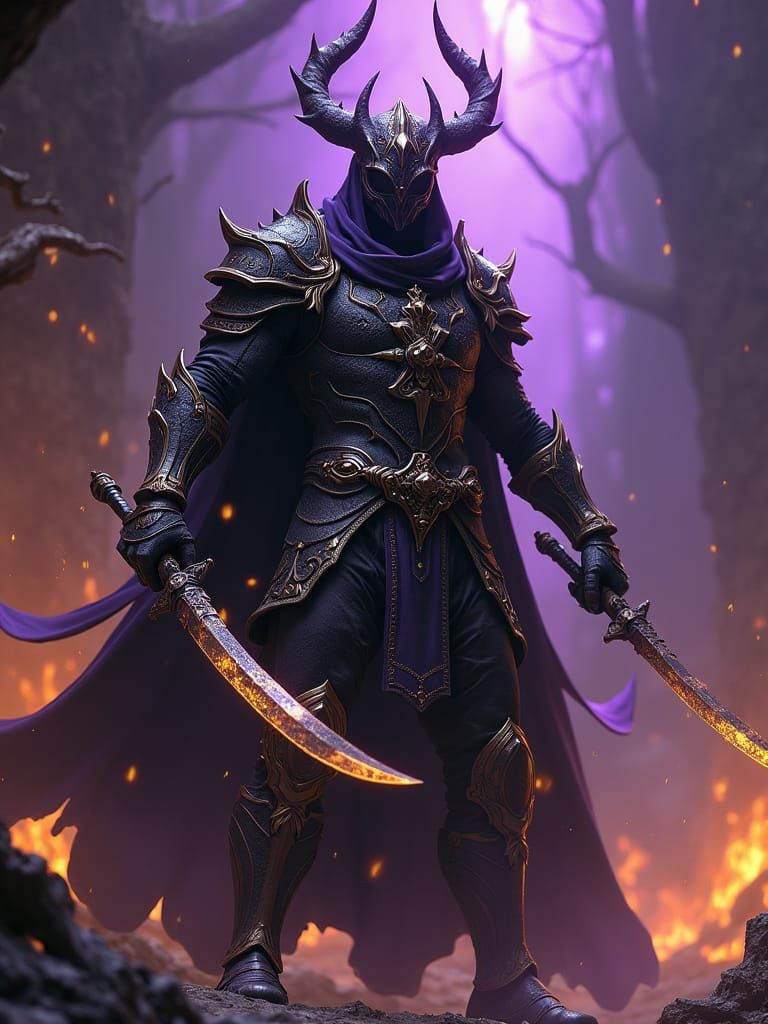 Night Warrior in Mystical Realm: Dark Fantasy Concept Art