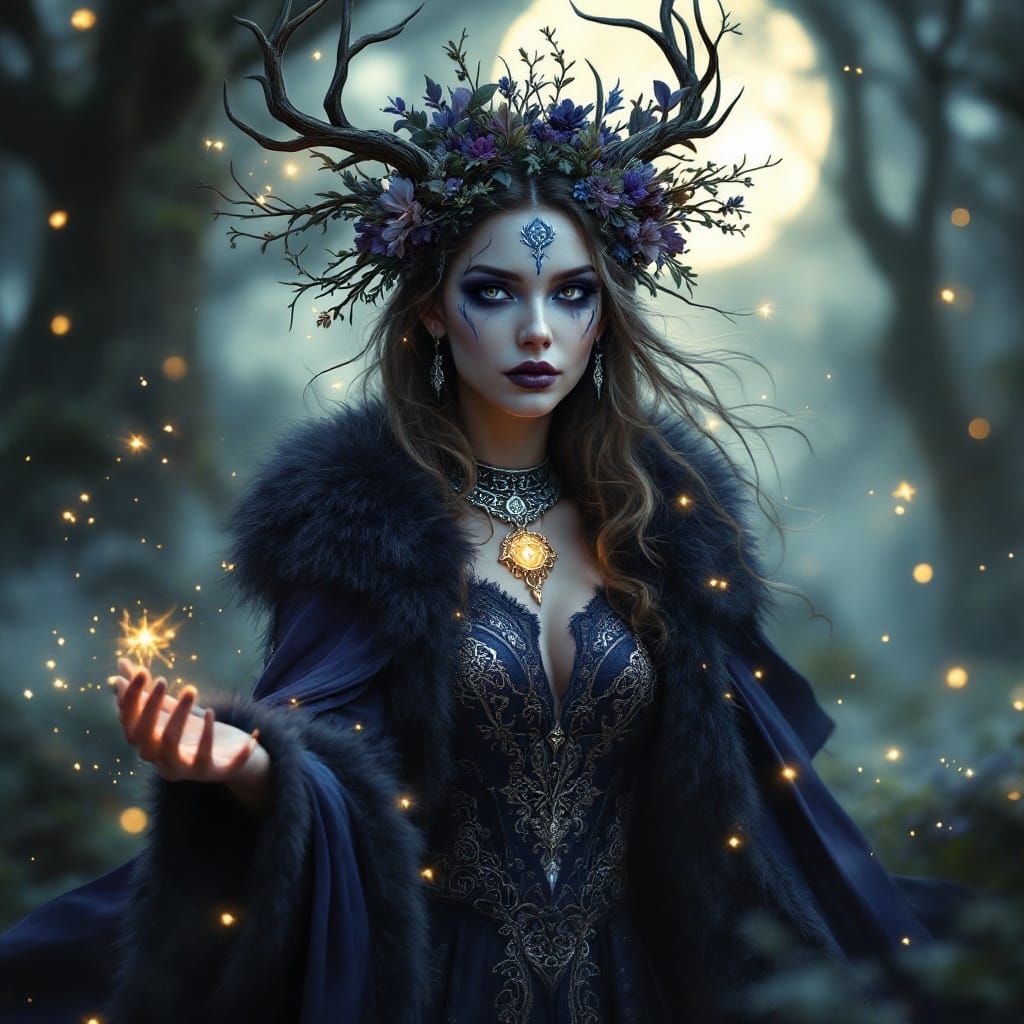 Mystical Celtic Goddess of Witchcraft in Enchanted Forest