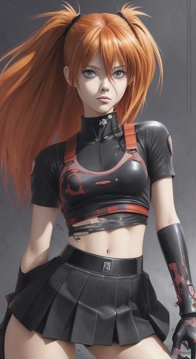 Asuka Langley in Punk Rock Anime Style