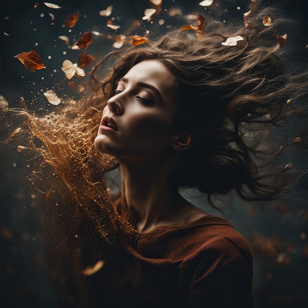 Dramatic Collage of Woman in Dark Fantasy Style