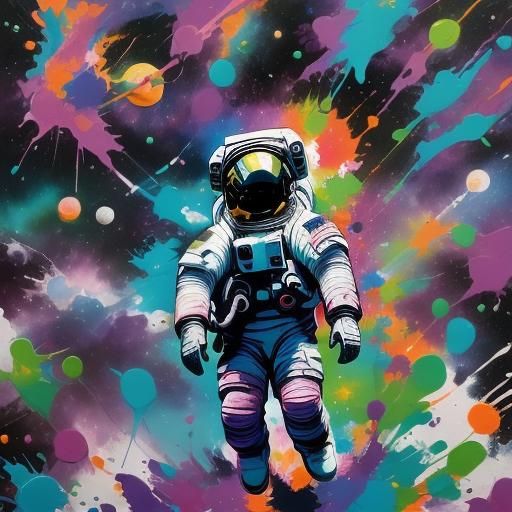 <lora:Astronaut 2:1.0> Astronaut in space, vibrant colours, purple, blue ,yellow, pink, green, orange, red