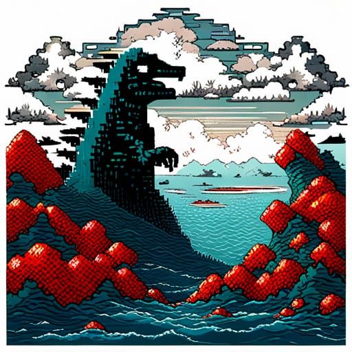Godzilla; a Nuclear Nightmare. 2D Pixel Art