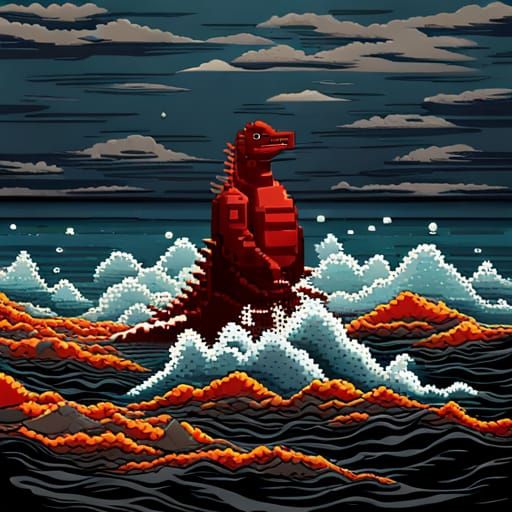 Godzilla; a Nuclear Nightmare. 2D Pixel Art