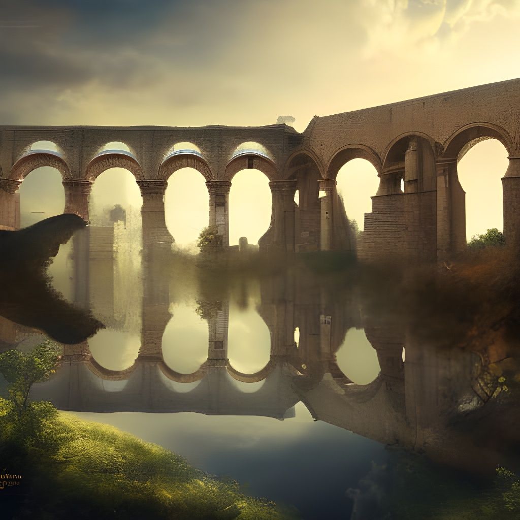 Magnificent Roman Aqueduct with Volumetric Lighting