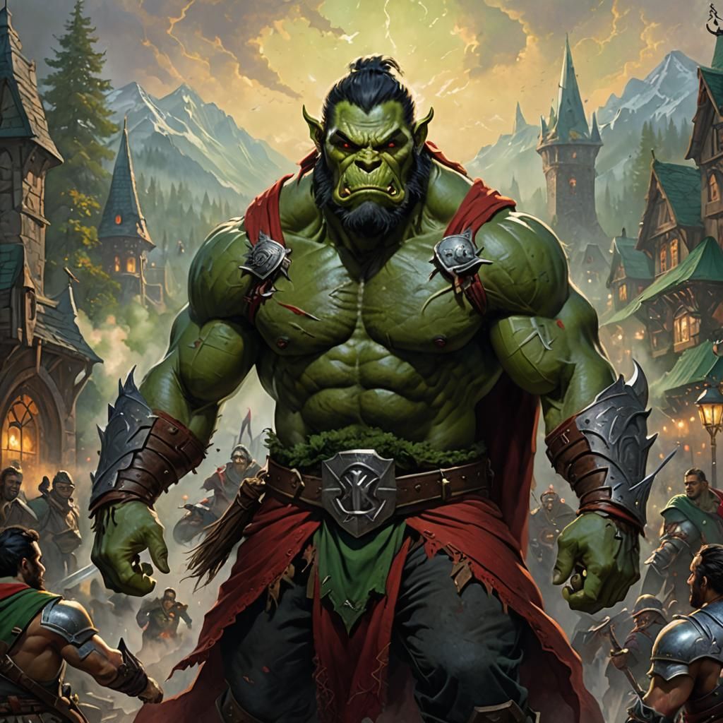 Hyperdetailed Fantasy Orc with Muscular Physique