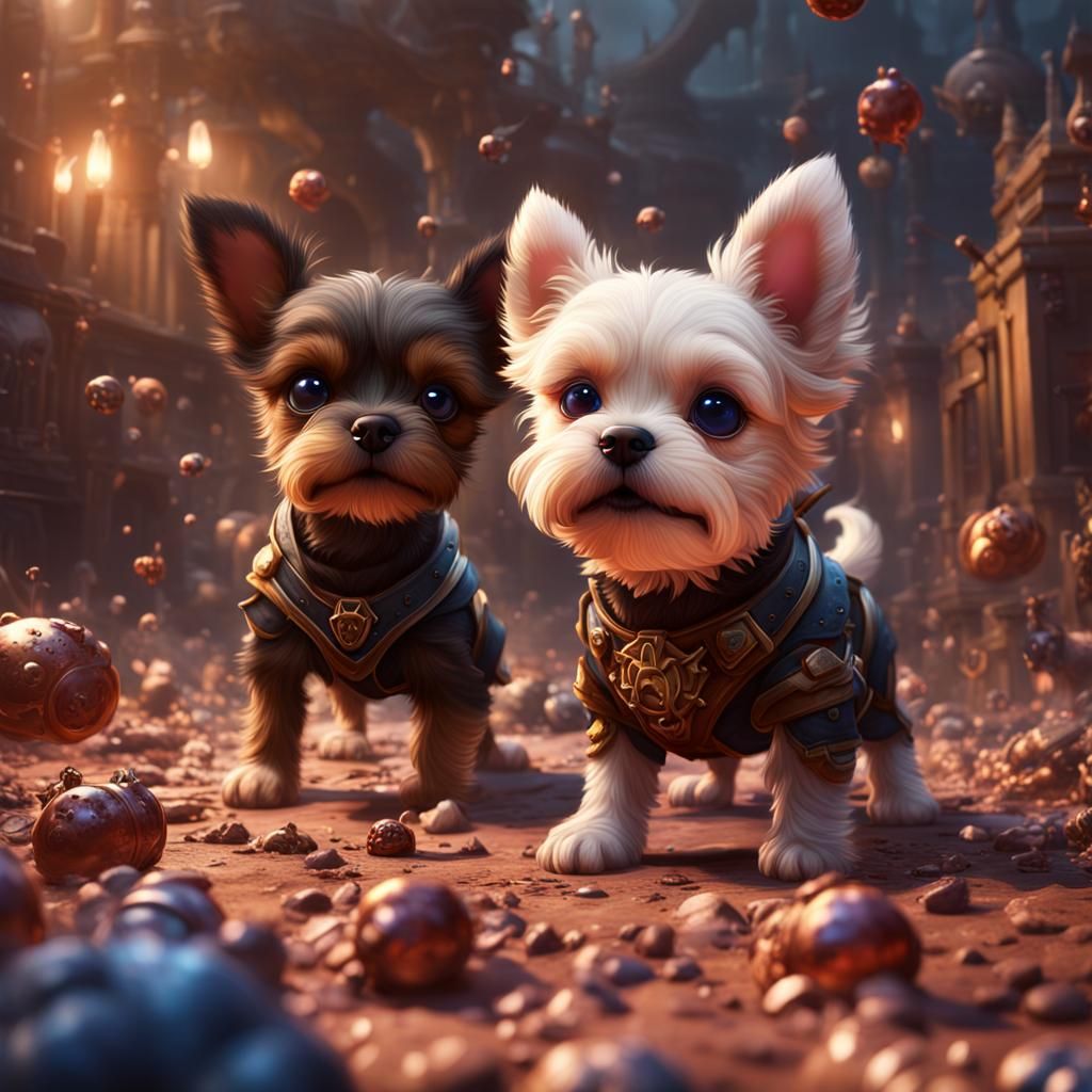 Cute Meets Evil Puppy: Detailed Digital Painting