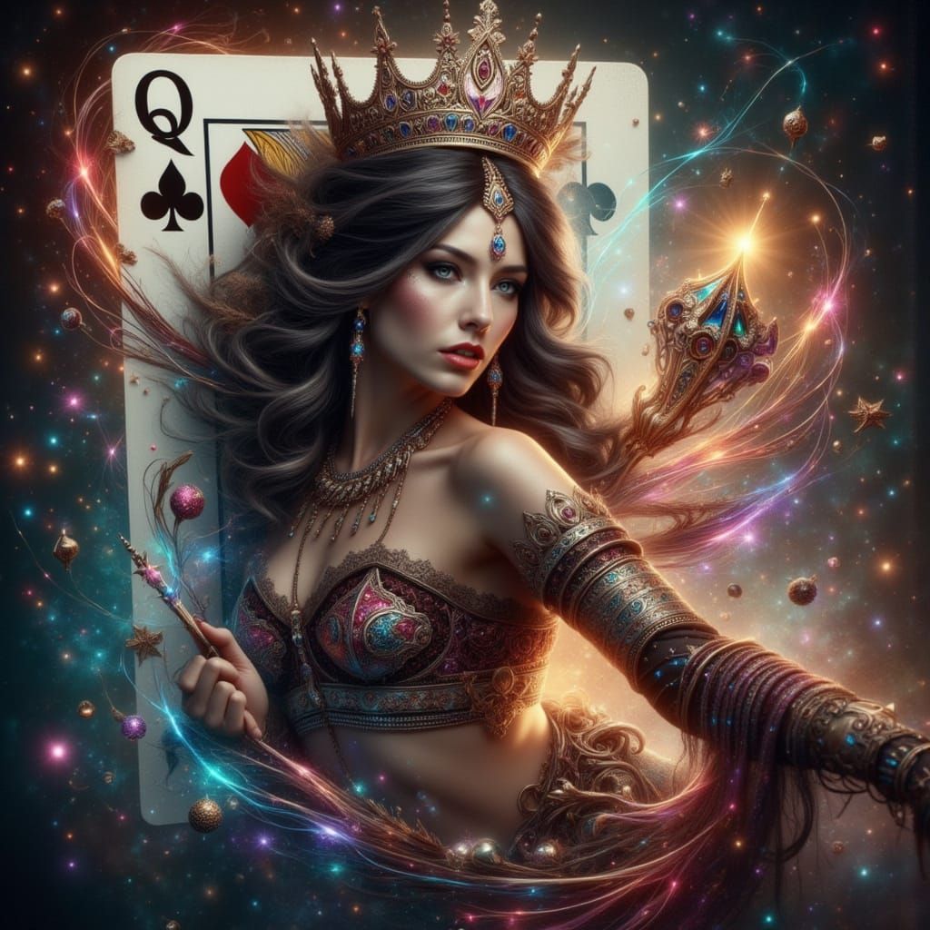 Queen of Clubs Digital Illustration