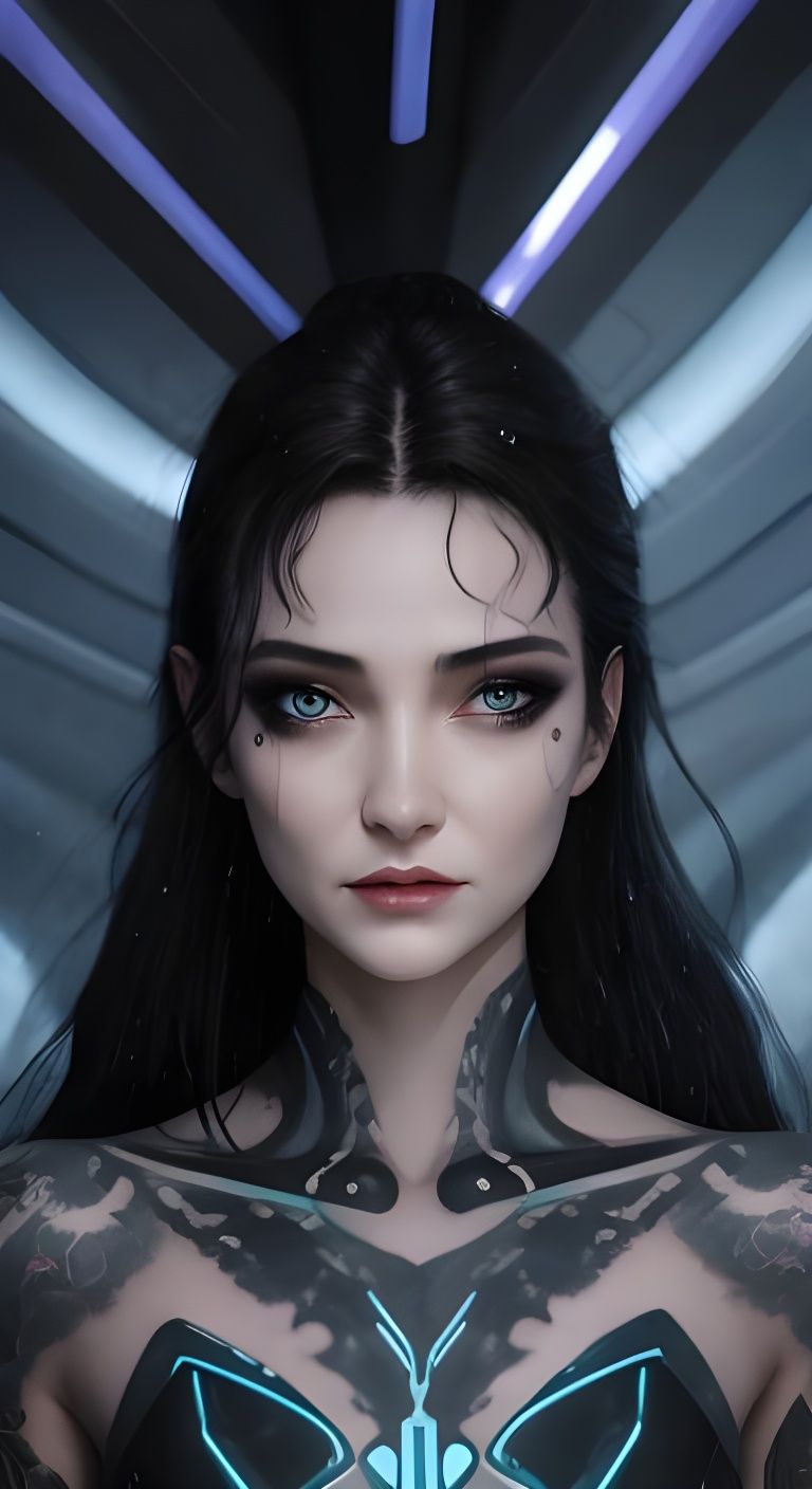 Tron Girl Portrait in Cyberpunk Style