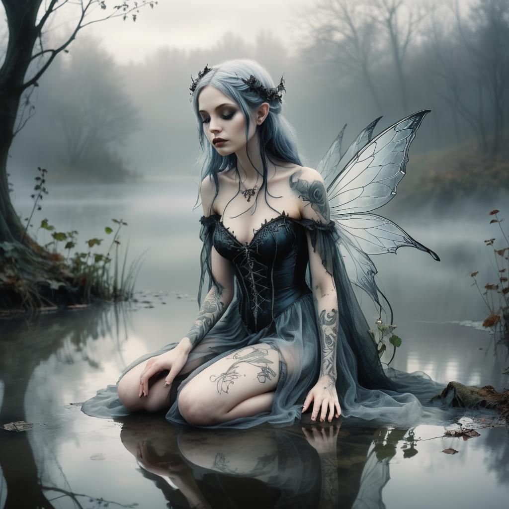 Gothic Fairy by Misty Pond in Watercolor Style