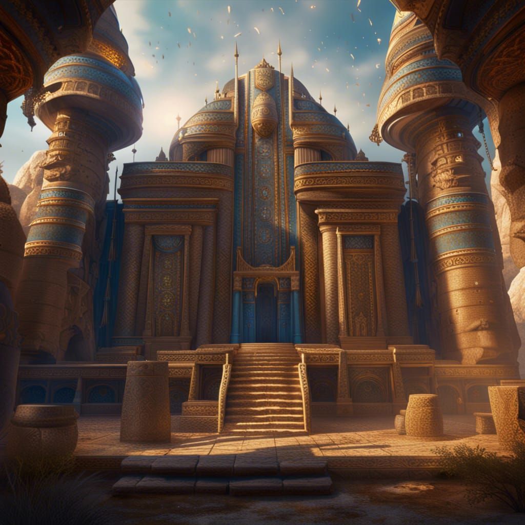 Goddess Ishtar Temple: Detailed Matte Painting