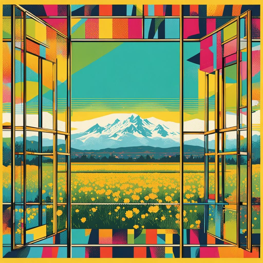 Spring View Screen Print in Pop Art Style