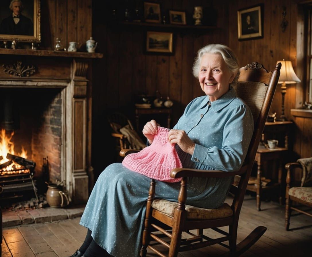 Ghostly Figure Rests by Cottage Fireplace