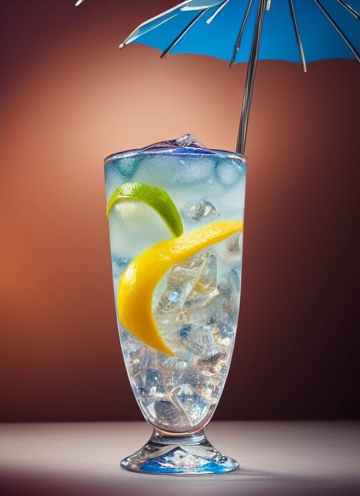Hyperdetailed Blue Soda Cocktail: 4K Food Photography