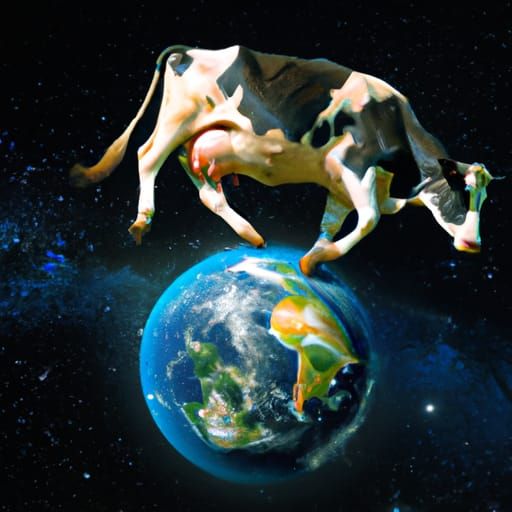Cow Balances Earth in Space: Hyperreal Surrealism