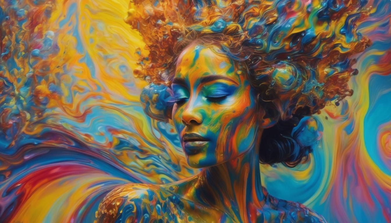 Traveler in Iridescent Surrealscape of Expressive Magic