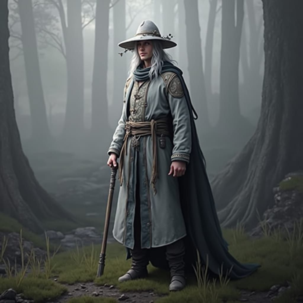 Elven Druid in Detailed Matte Painting Style