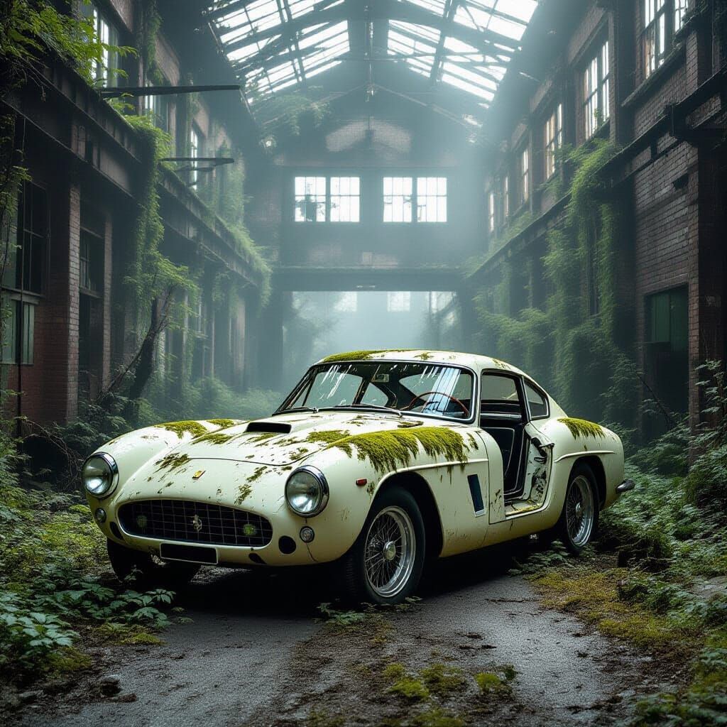Moss-Covered 1948 Ferrari on Overgrown Road
