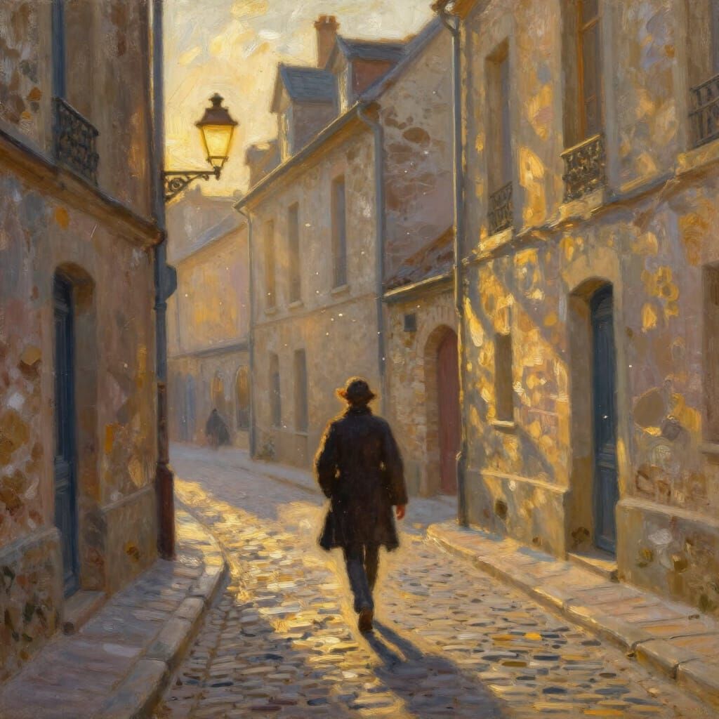Golden Hour Solitude on Ancient European Street