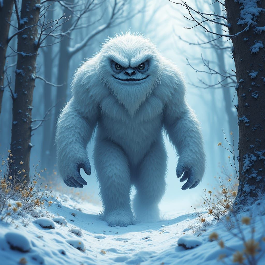 Abominable Snowman in Abstract Vector Fractal Design