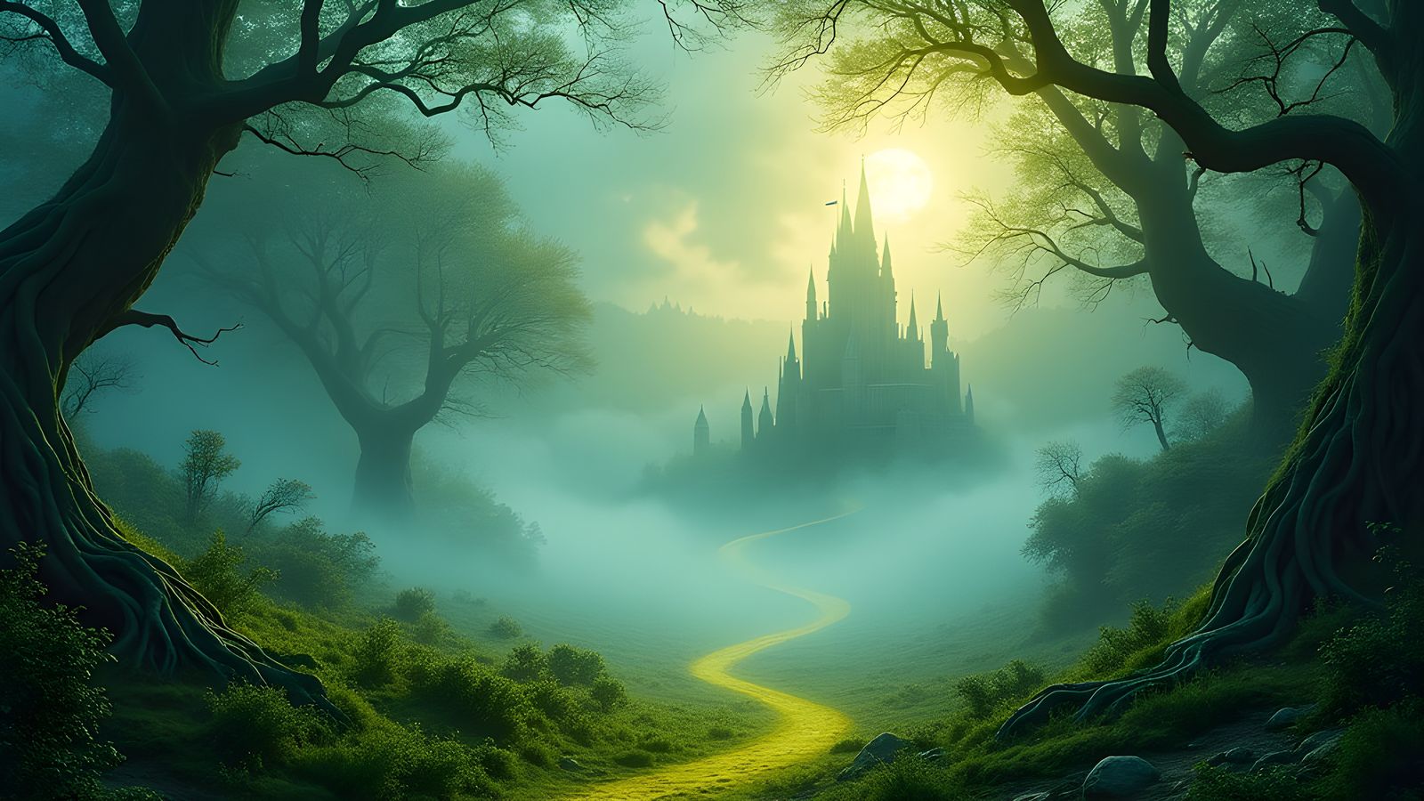 Ethereal Wicked Musical Scene in Kinkade Style