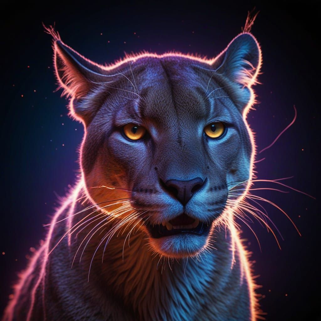 Electric Puma in Neon Hues
