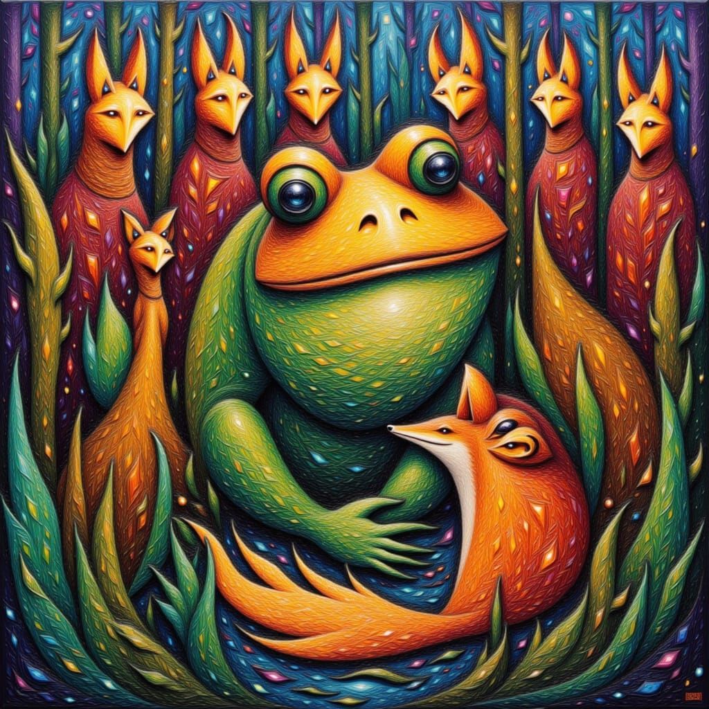 Toad Wedding in the Style of Henri Matisse