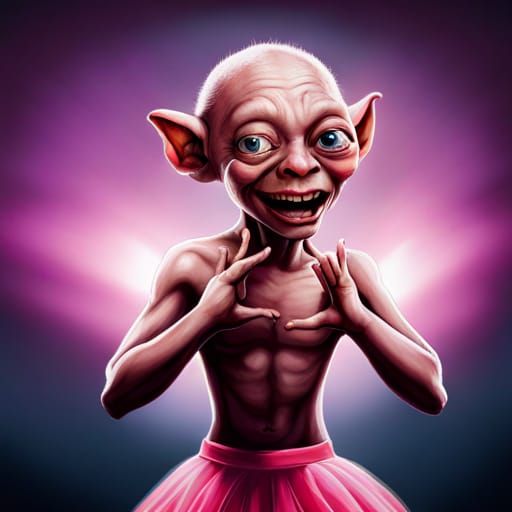 Gollum's Joyful Dance in Pink Tutu