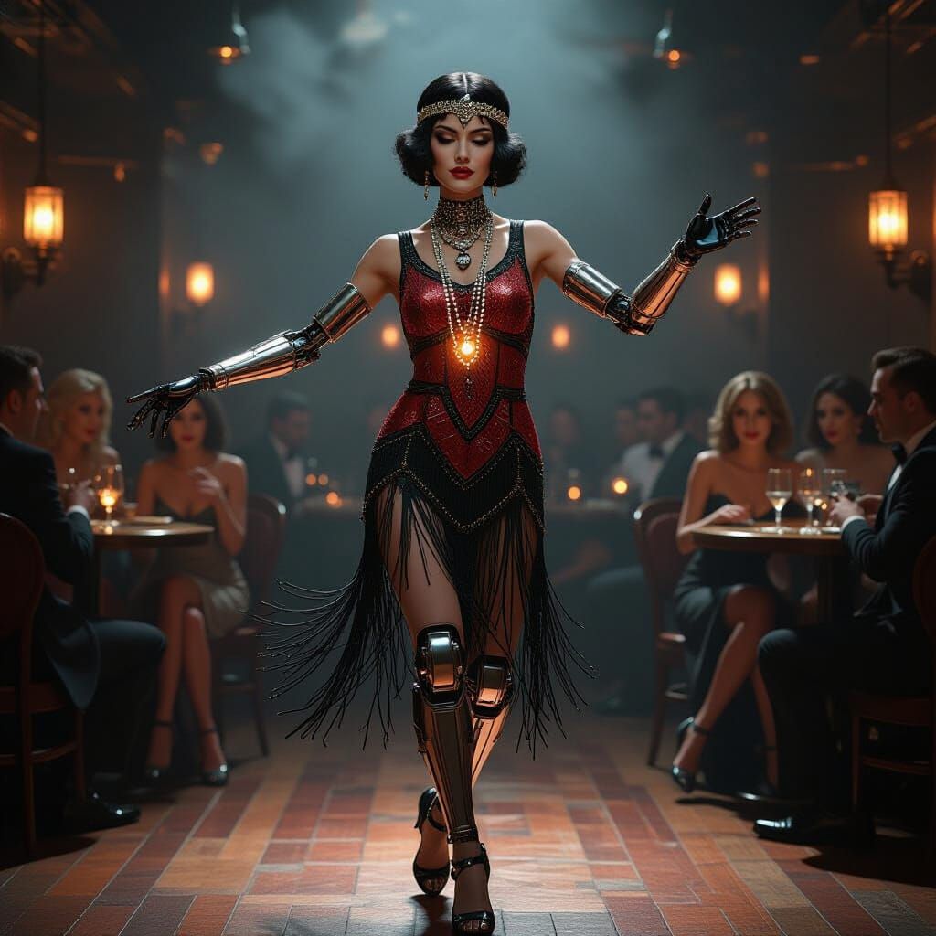 Cyborg Flapper Dances Charleston in Speakeasy
