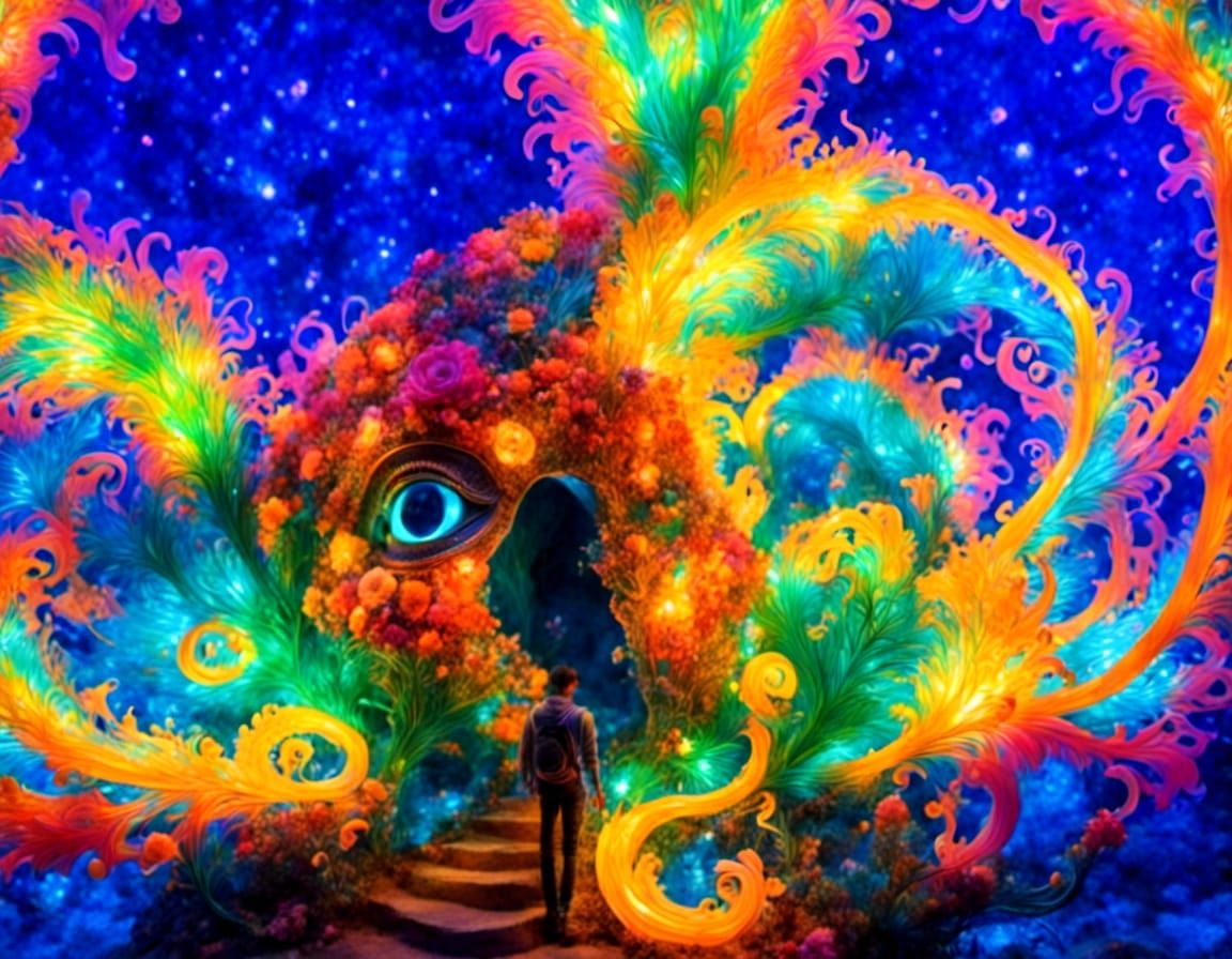 Psychedelic Egyptian Scarab Beetle with Glass Effect