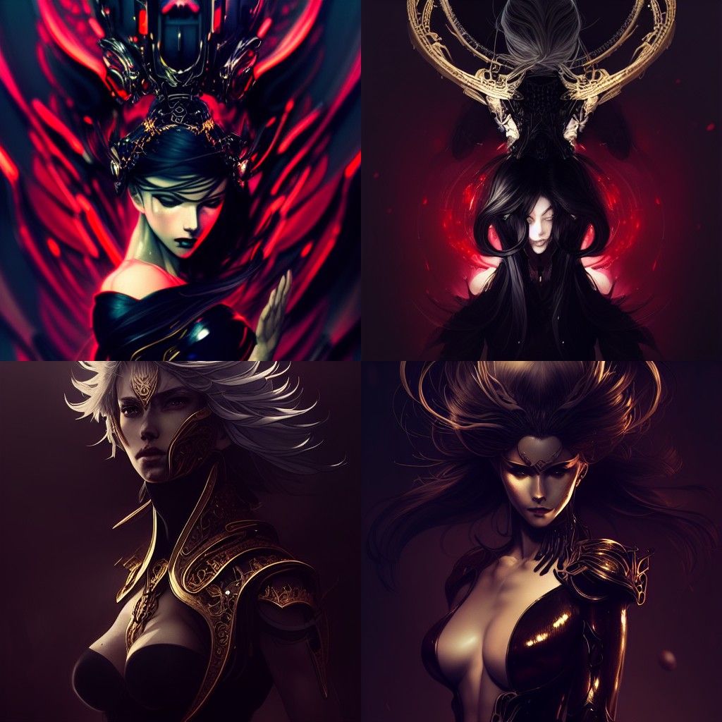 Elegant Goddess in Intricate Armor, Digital Illustration