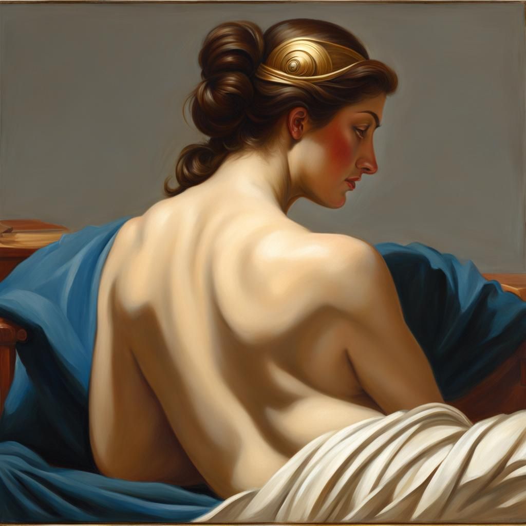Greek Goddess Reclining in Academic Style