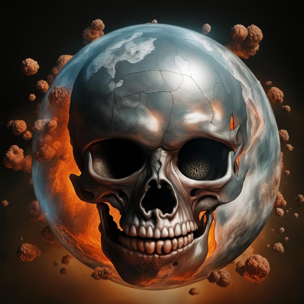 Smiling Skull Emerges from Atomic Explosion