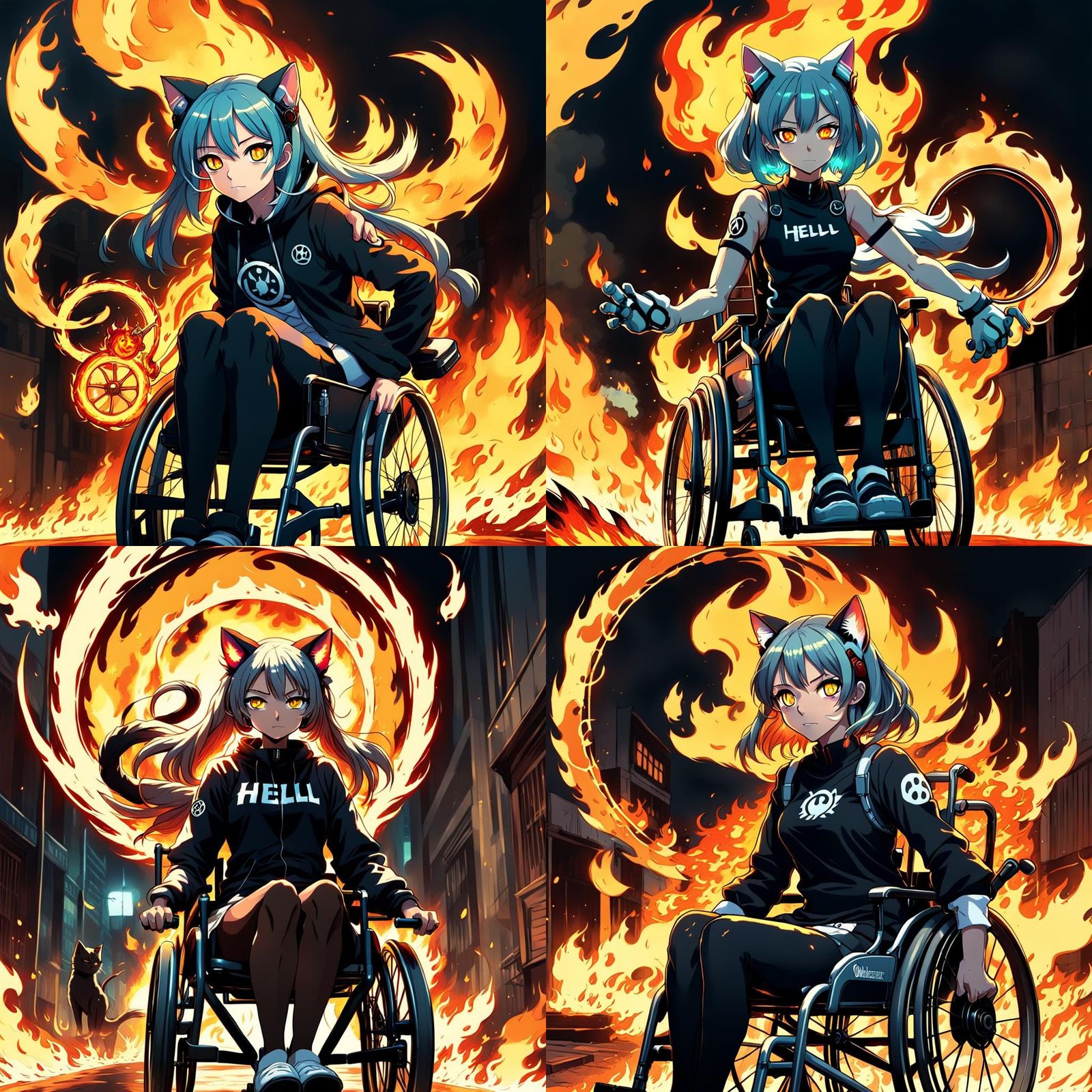 Anime Cat-Girl: Hell Wheeler in Cel-Shaded Style